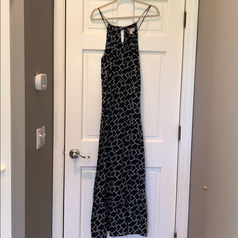 Michael Kors Halter Geometric Print Maxi Dress